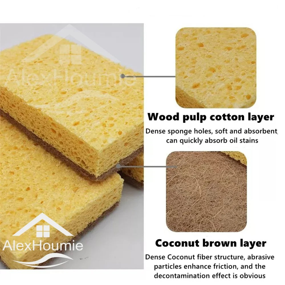 10 Pack Biodegradable & Compostable Cotton & Pulp Scouring Sponges